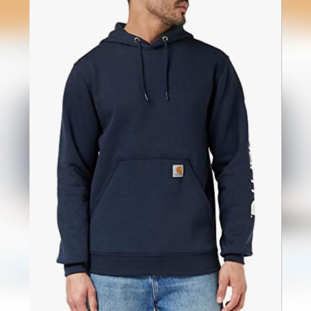 Carhartt Men's Loose Fit Midweight Logo Sleeve Graphic Sweatshirt Hoodie